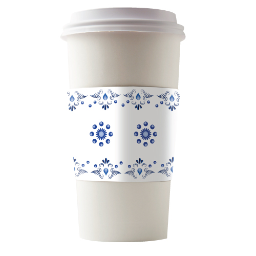fine china print coffee sleeve design on coffee cup